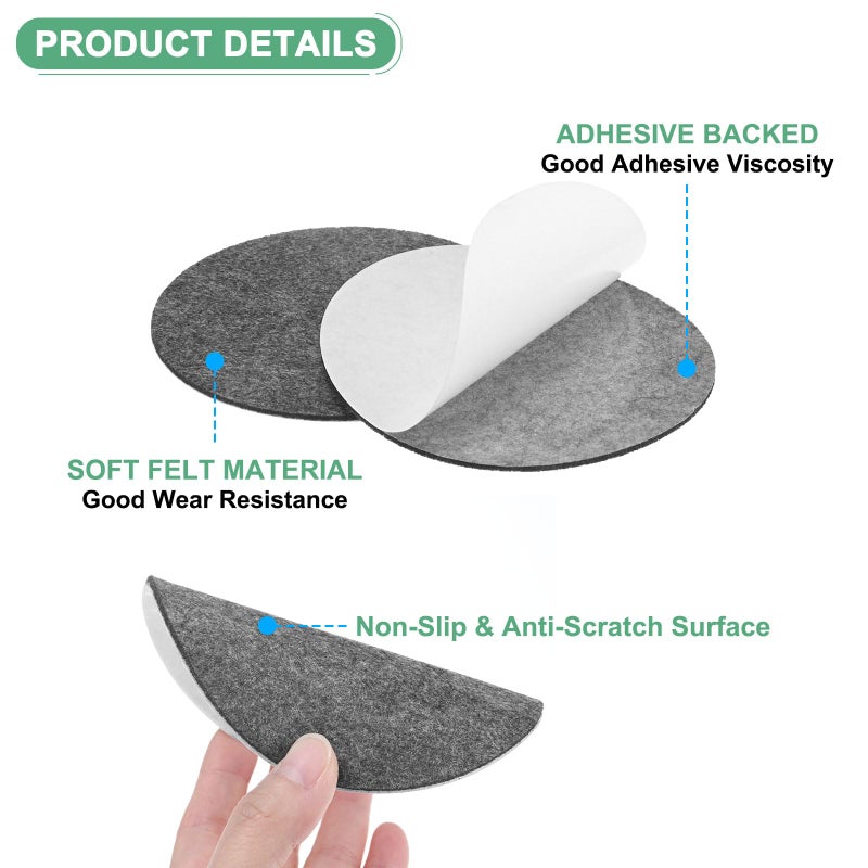 M METERXITY 10-Pack Lamp Base Felt, 4.5 Inch Dia. 2mm Thick Self Adhesive Round Fabric Felt Pads for Lamp/Furniture/DIY, Non-Slip Fiber Backed Patch Circles with Adhesive Backing [Grey] - Image 2